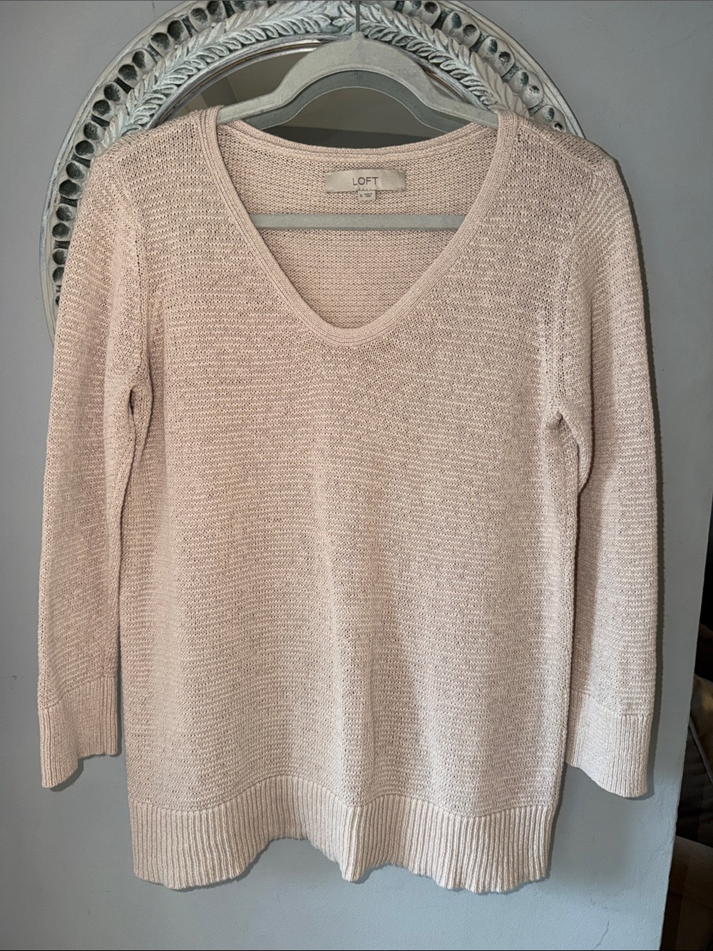LOFT Blush Pink V-Neck Lightweight Knit Sweater